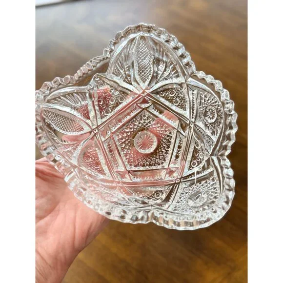 Vintage Imperial Glass Candy Nut Dish Bowl Sawtooth Edge Nucut Serving Piece - Picture 7 of 8